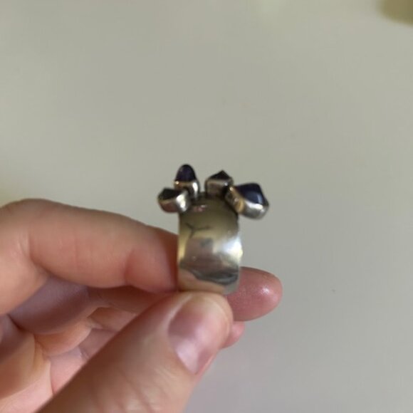 Lillly Barrack Multi Stone Amethyst Wideband Ring- Adjustable- Sterling Silver - Picture 4 of 8